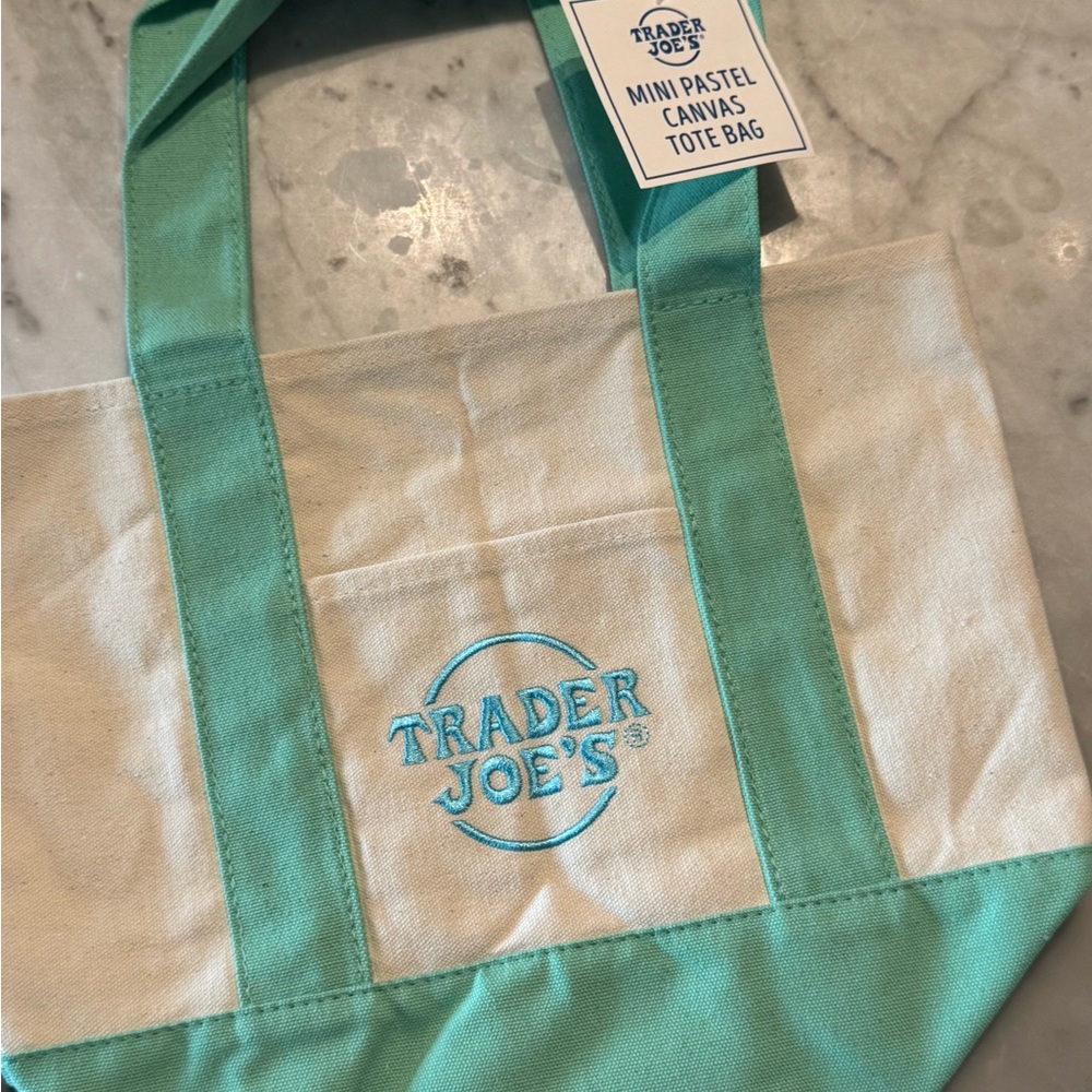 Teal and Cream Canvas Tote Bag